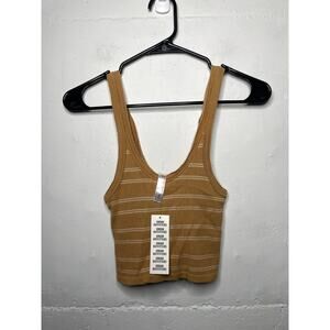 NEW Urban Outfitters Out From Under Tan Striped Ribbed Cropped Tank Top XS/S
